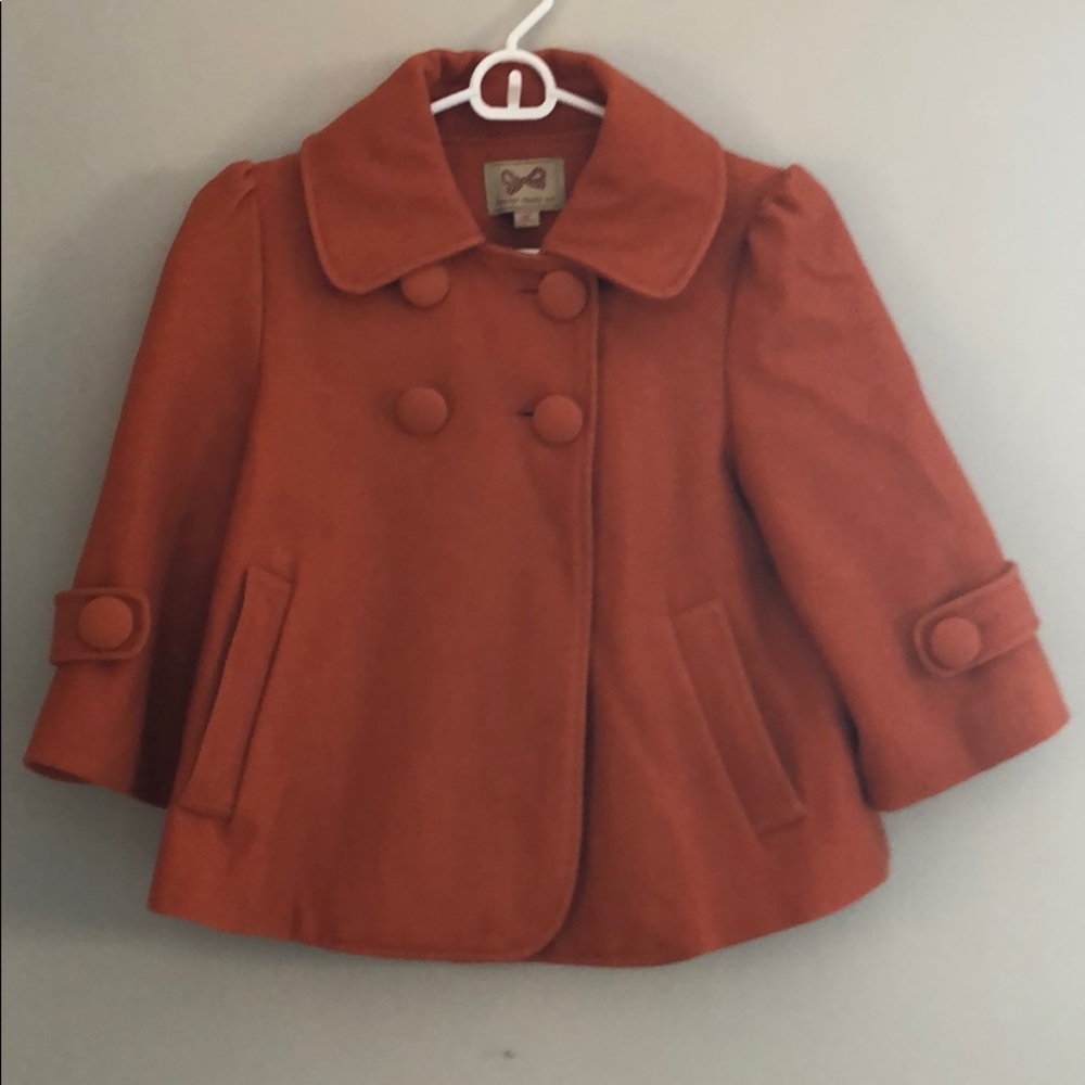 Orange Cropped Pea Coat
